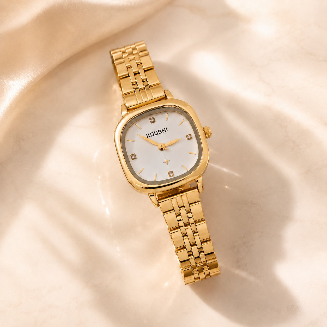 TFC Adjustable White Squoval Watch Gold Plated Bracelet