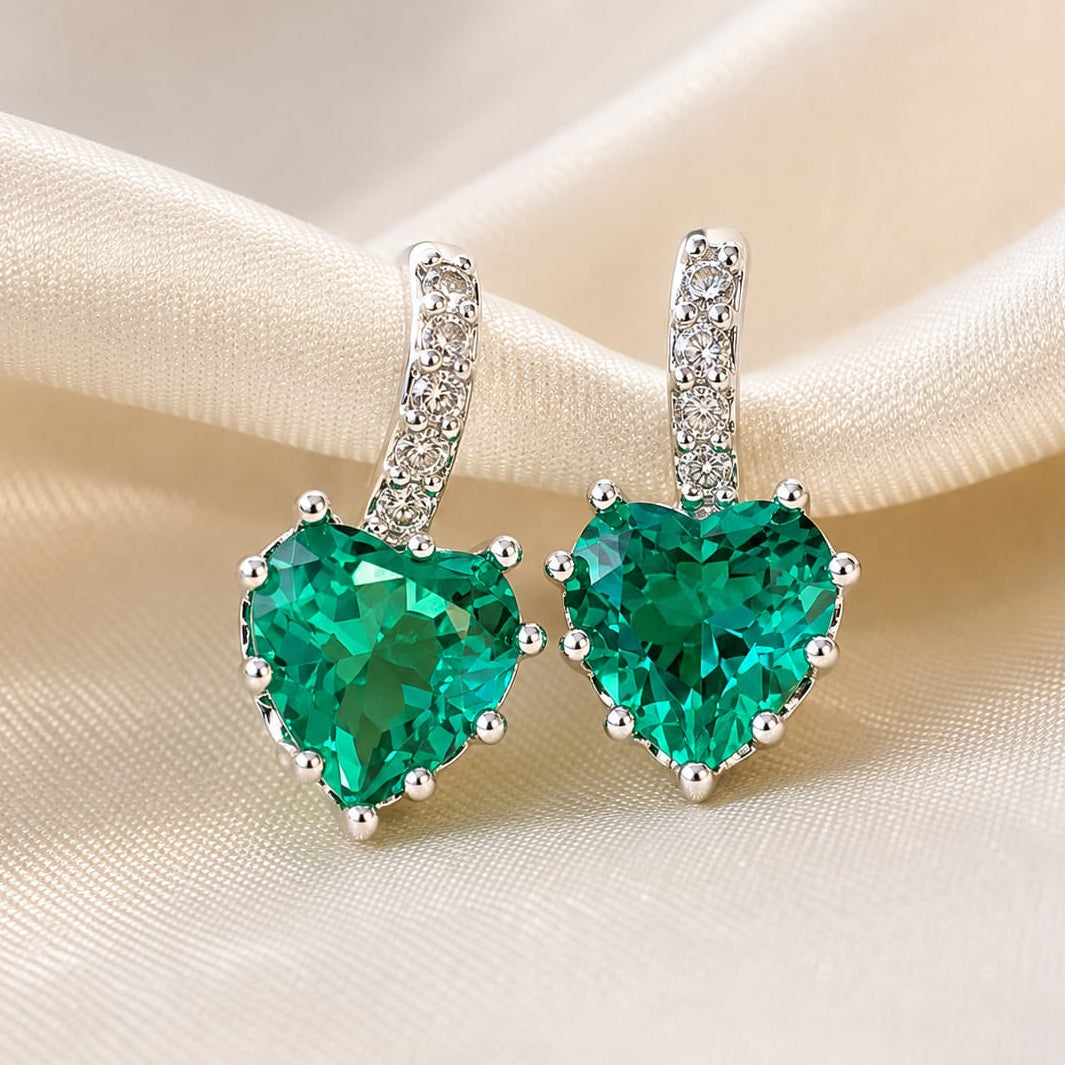 TFC Emerald Heart Gold Plated Dangler Earrings (Copy)