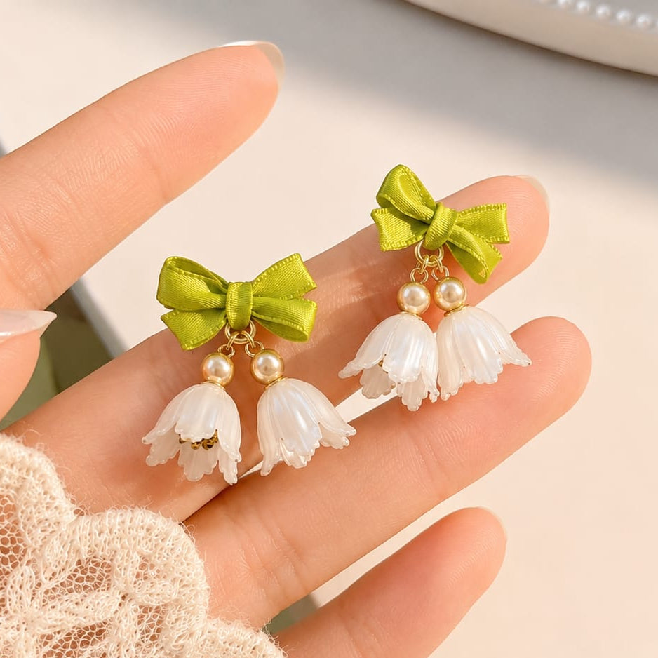 TFC Neon Bow Gold Plated Dangler Earrings