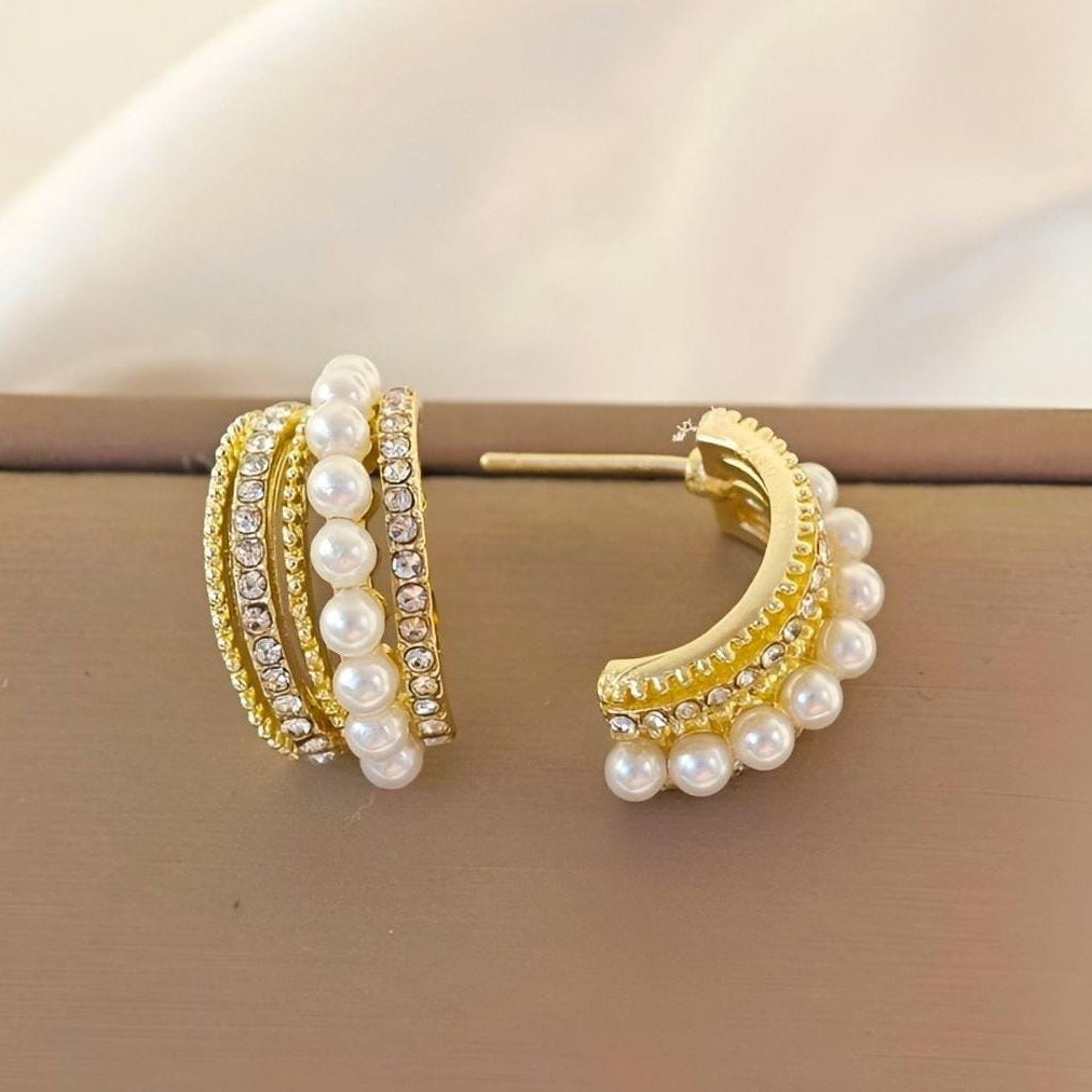 TFC Multi Stone Line Gold Plated Stud Earrings