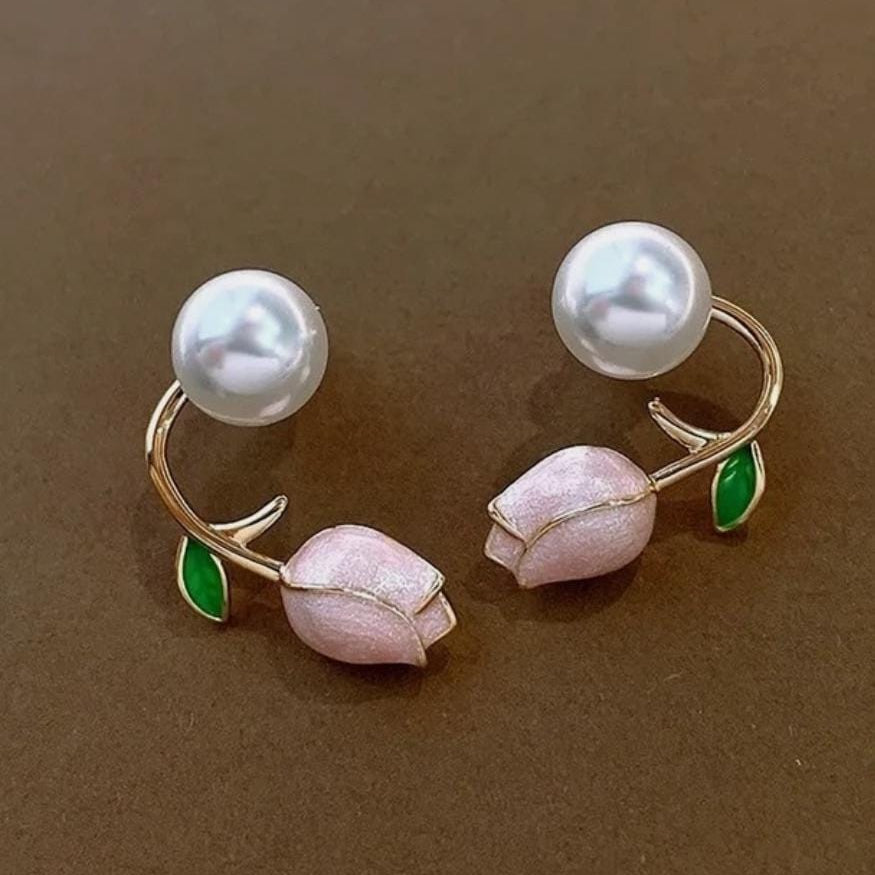 TFC Blush Pink Pearl Gold Plated Stud Earrings