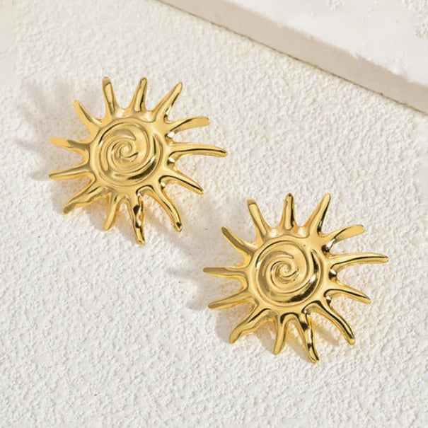 TFC Sun Gold Plated Stud Earrings
