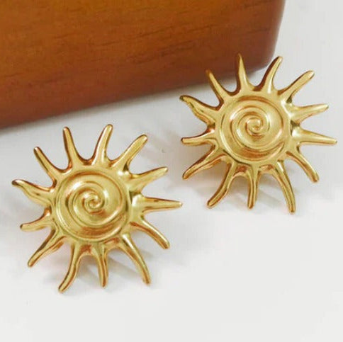 TFC Sun Gold Plated Stud Earrings