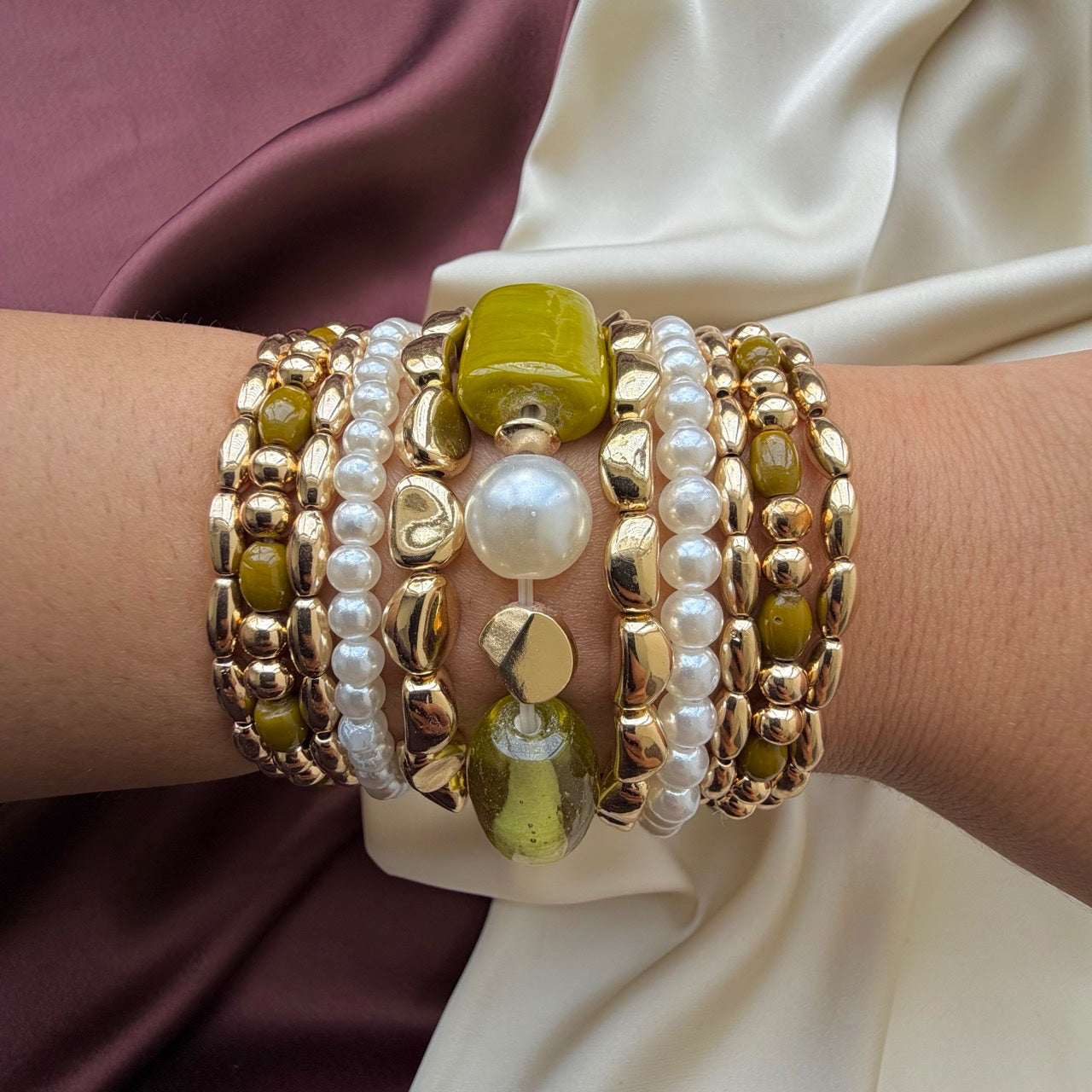 TFC Bright Green Gold Plated Bracelet (set of 11)