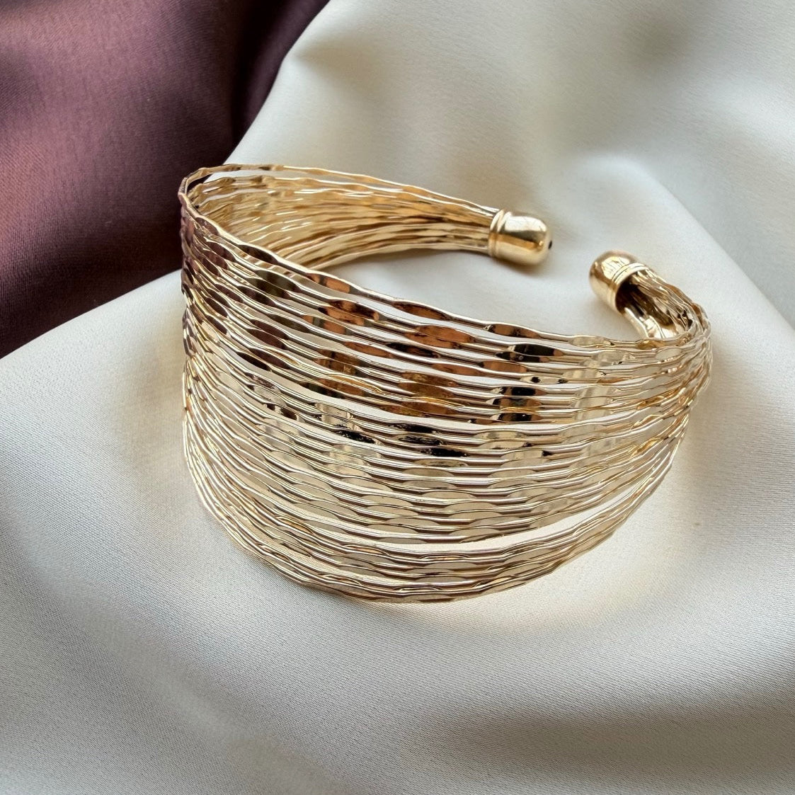 TFC Sleek Line Gold Plated Adjustable Cuff
