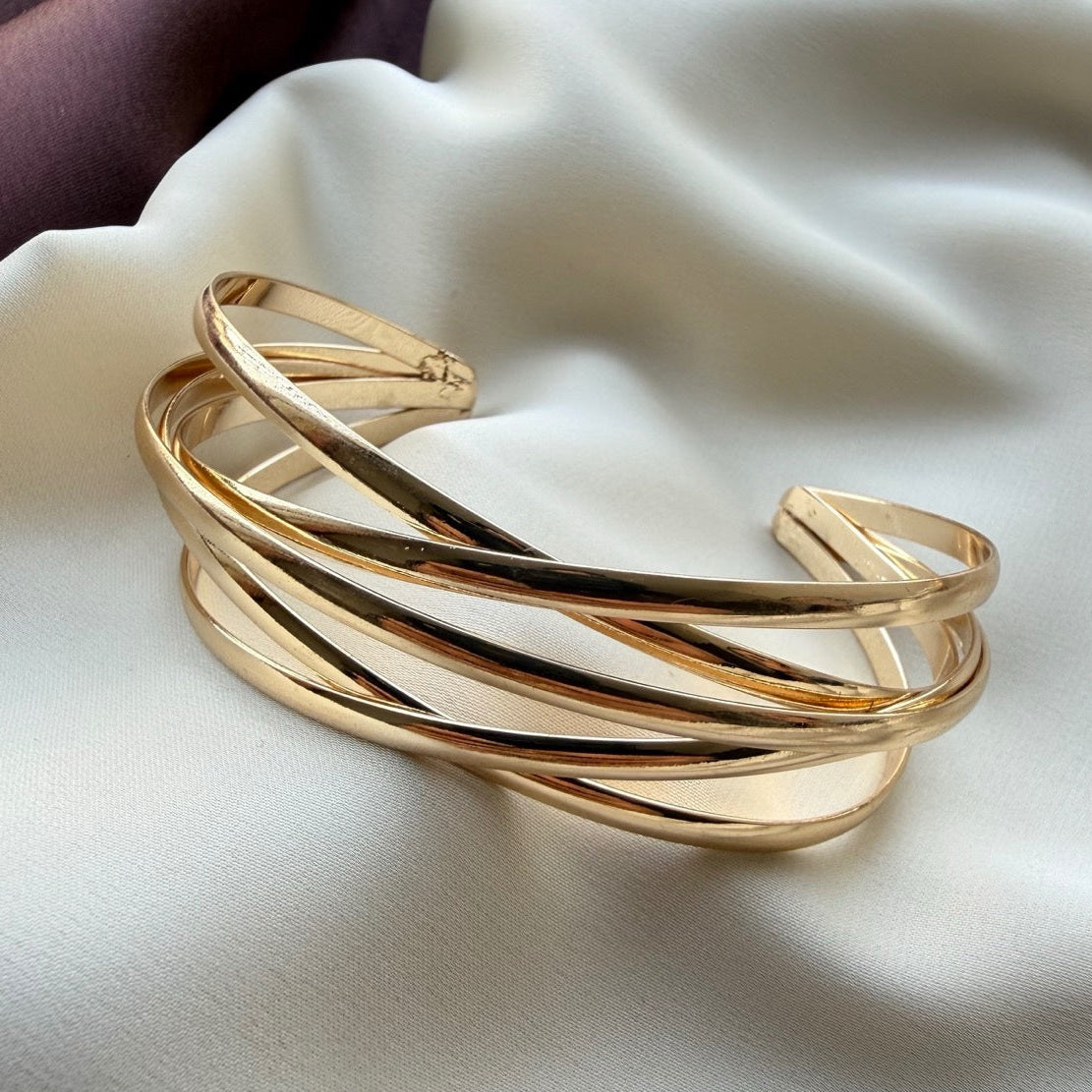TFC Sleek Linear Gold Plated Adjustable Cuff