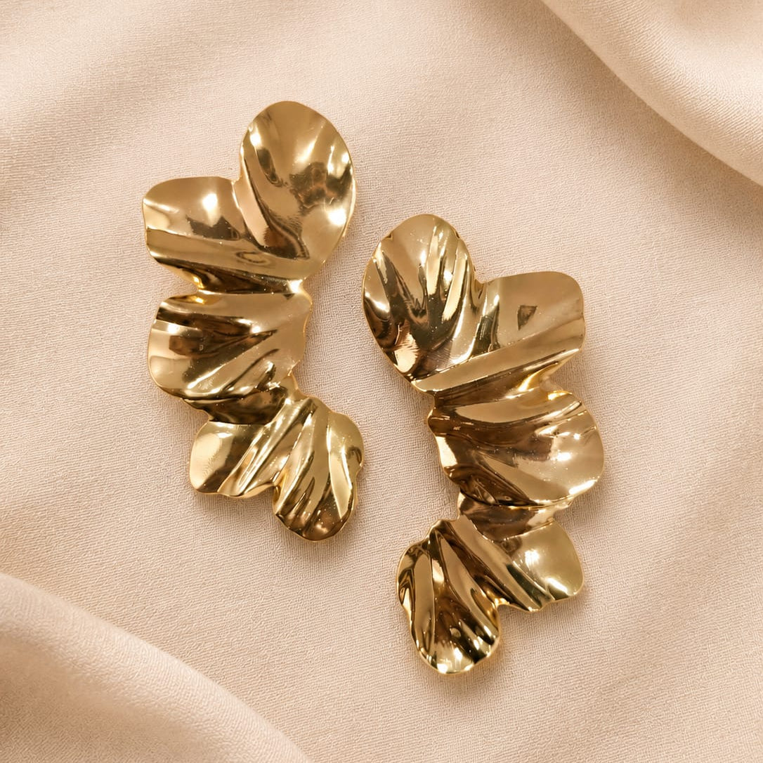 TFC Long Petal Gold Plated Stud Earrings