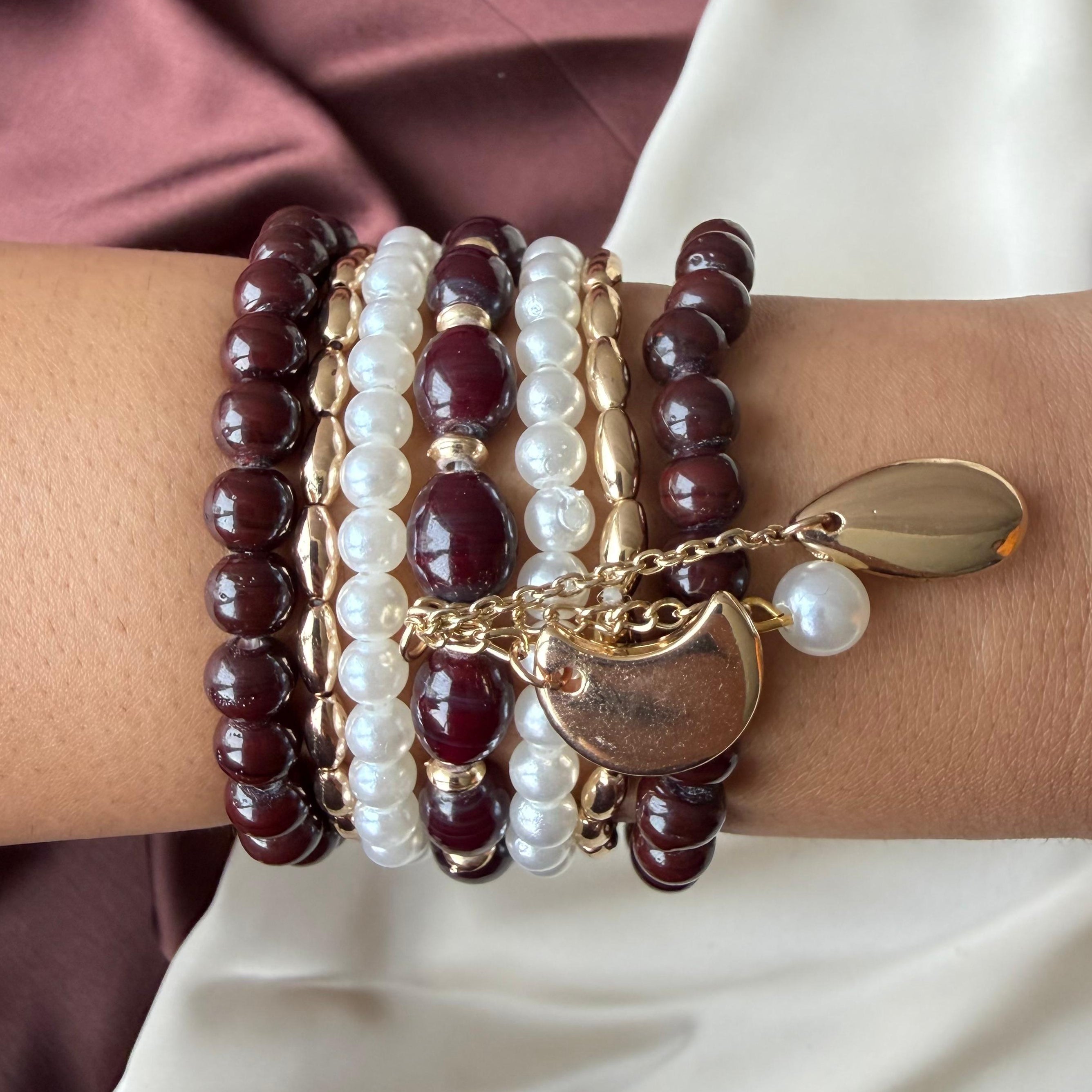 TFC Wine Tone Gold Plated Bracelet (set of 7)