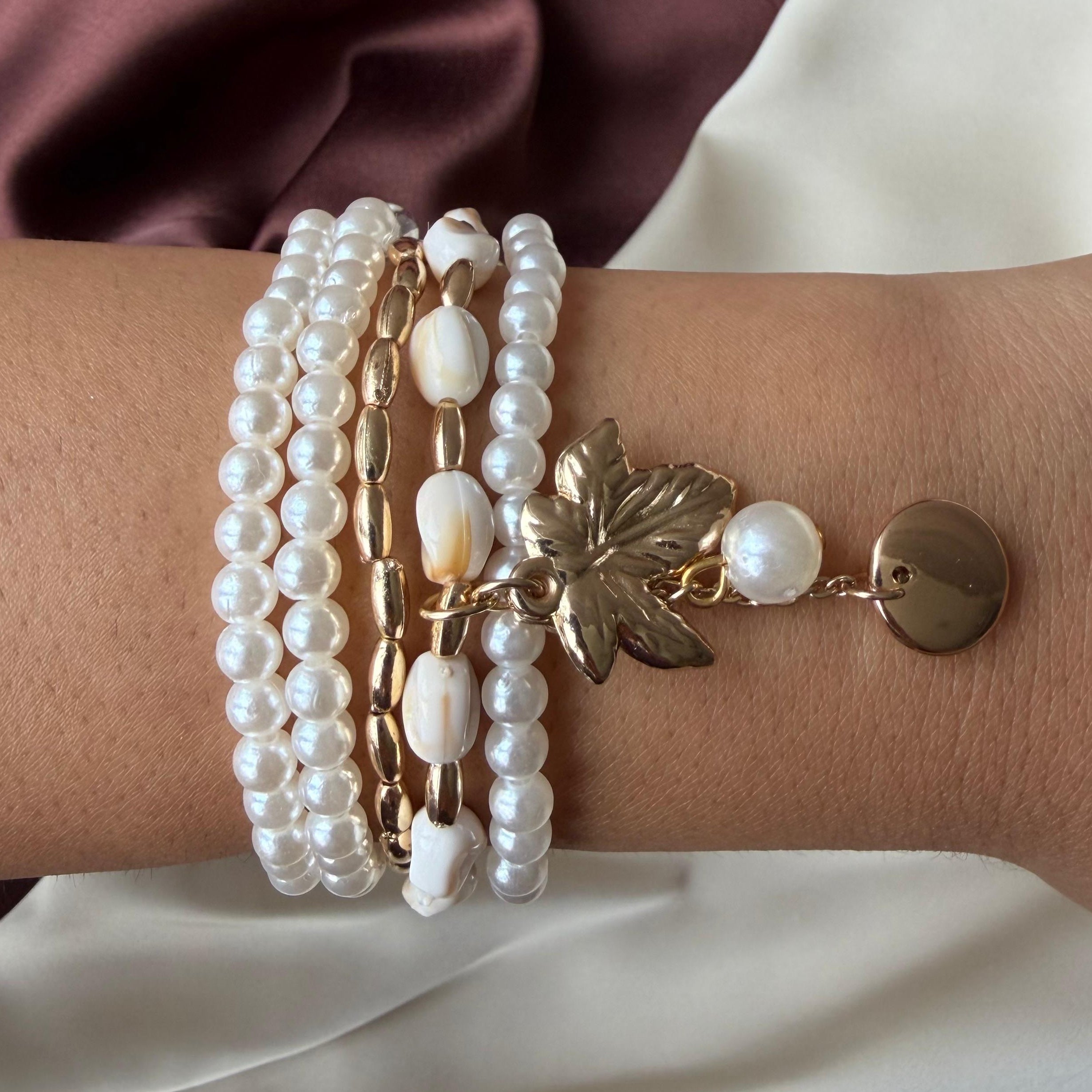 TFC Snowy Bead Gold Plated Bracelet (set of 5)
