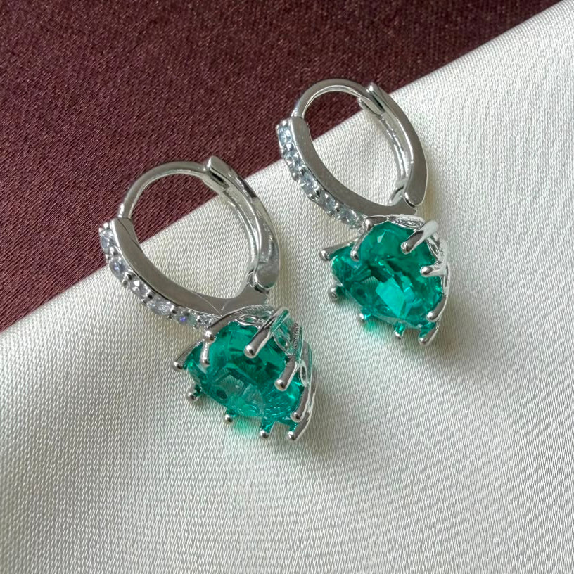 TFC Emerald Heart Gold Plated Dangler Earrings