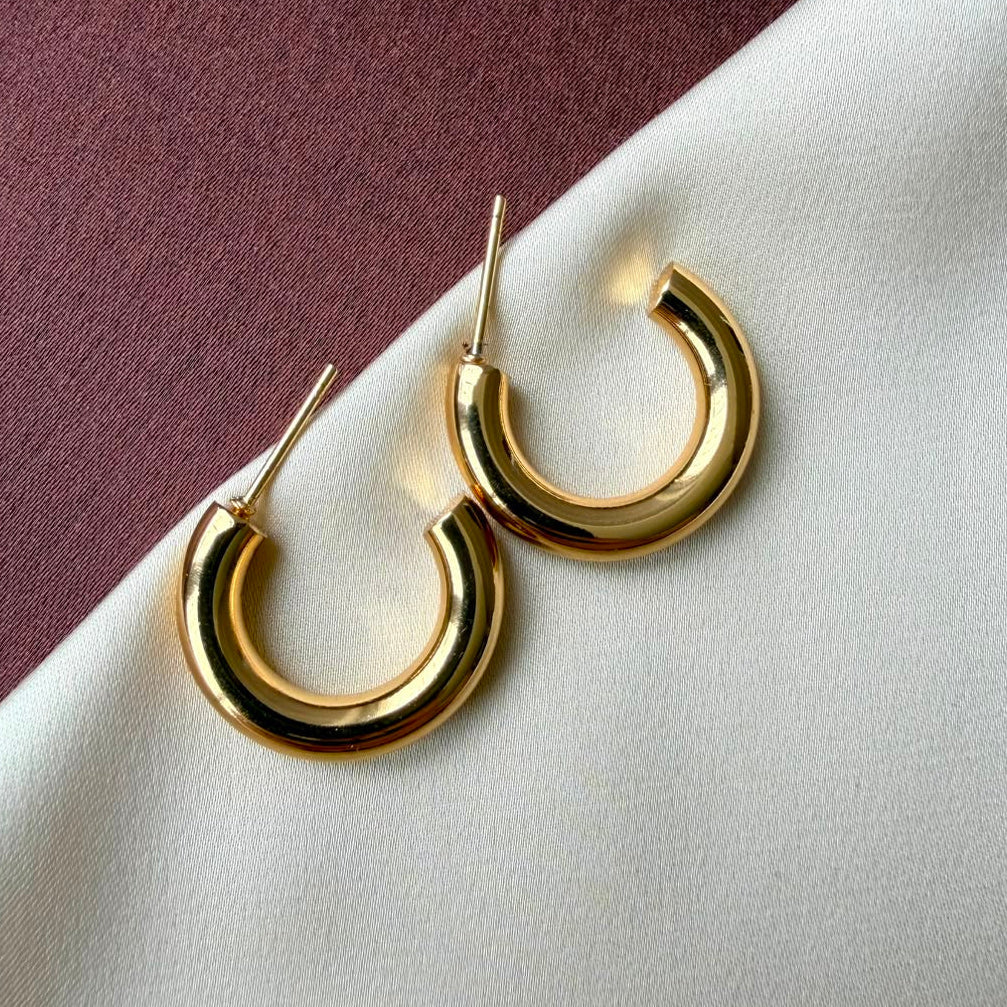 TFC Rounded Gold Plated Hoop Earrrngs