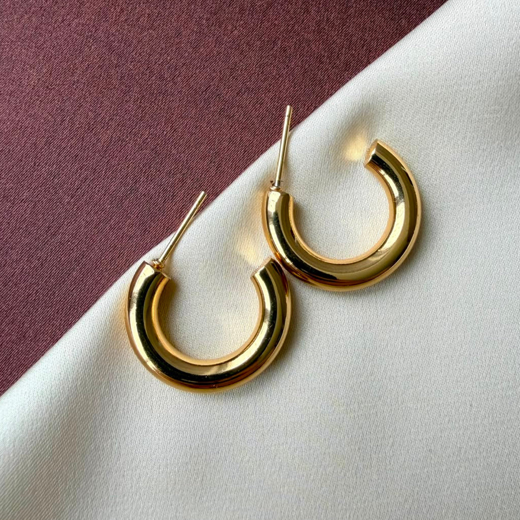 TFC Rounded Gold Plated Hoop Earrrngs