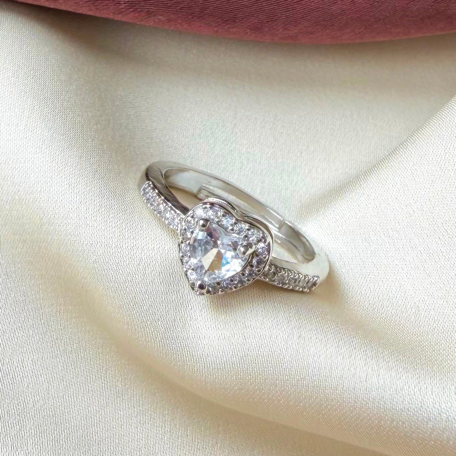 TFC Heart Silver Plated Adjustable Ring