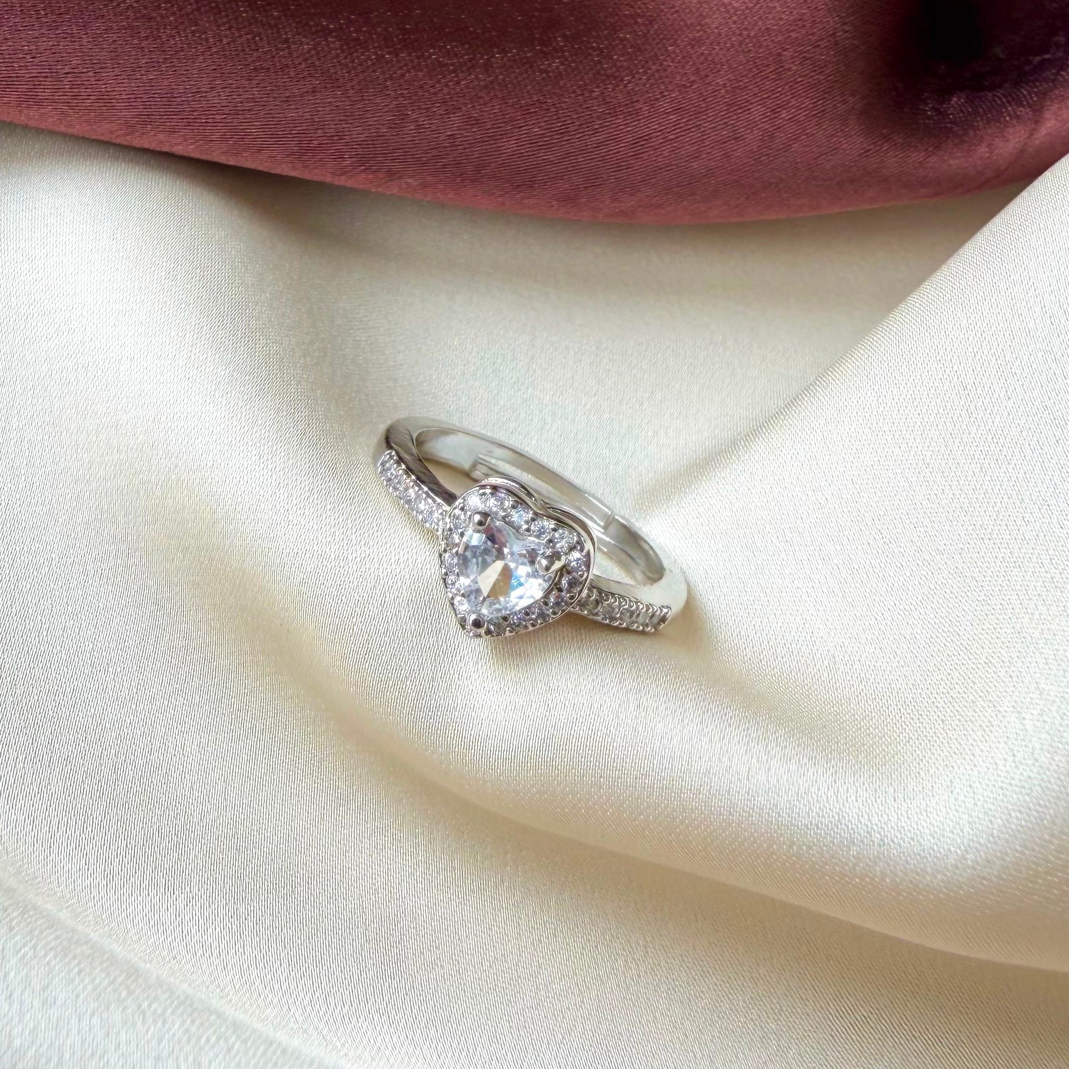 TFC Heart Silver Plated Adjustable Ring