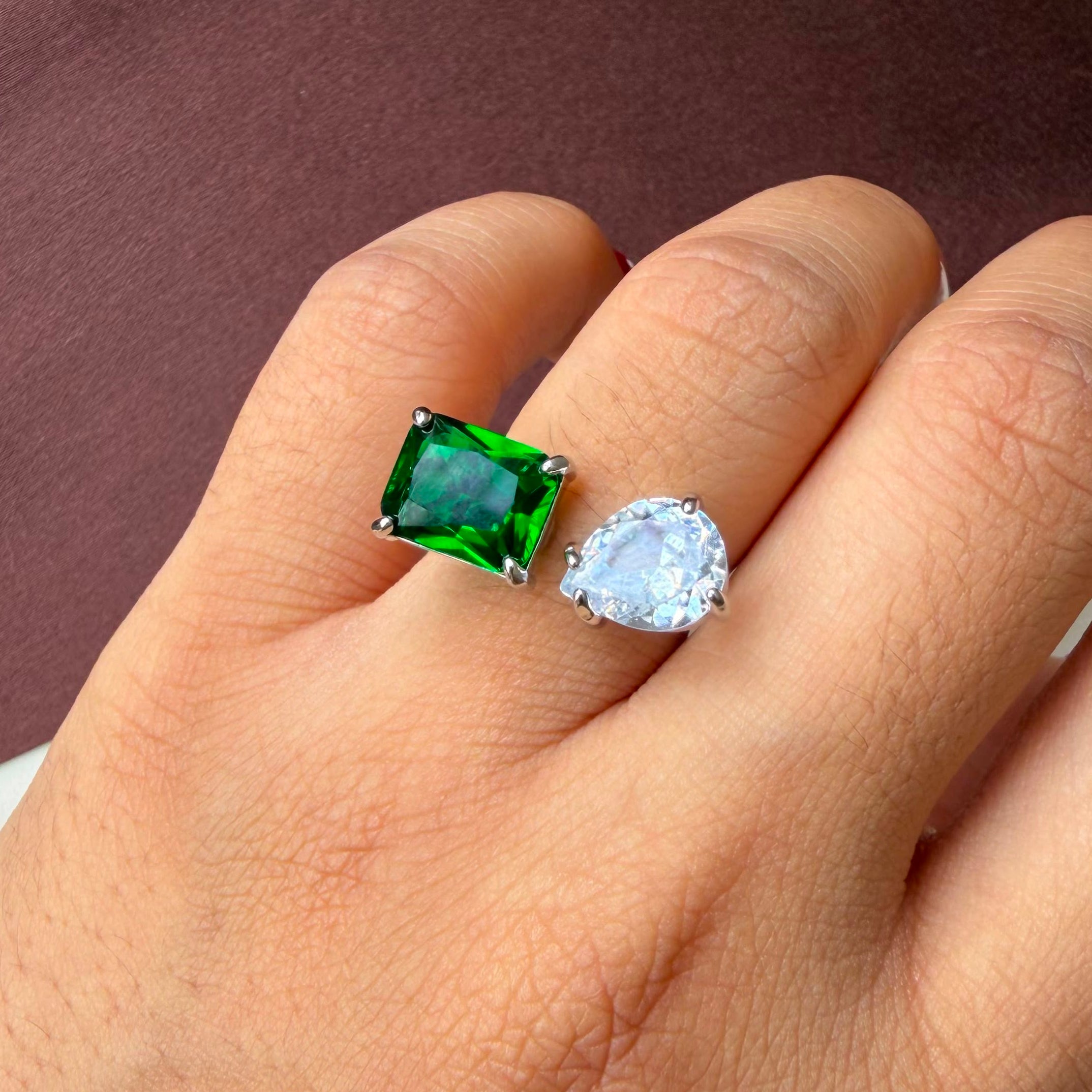 TFC Emerald Silver Plated Ring