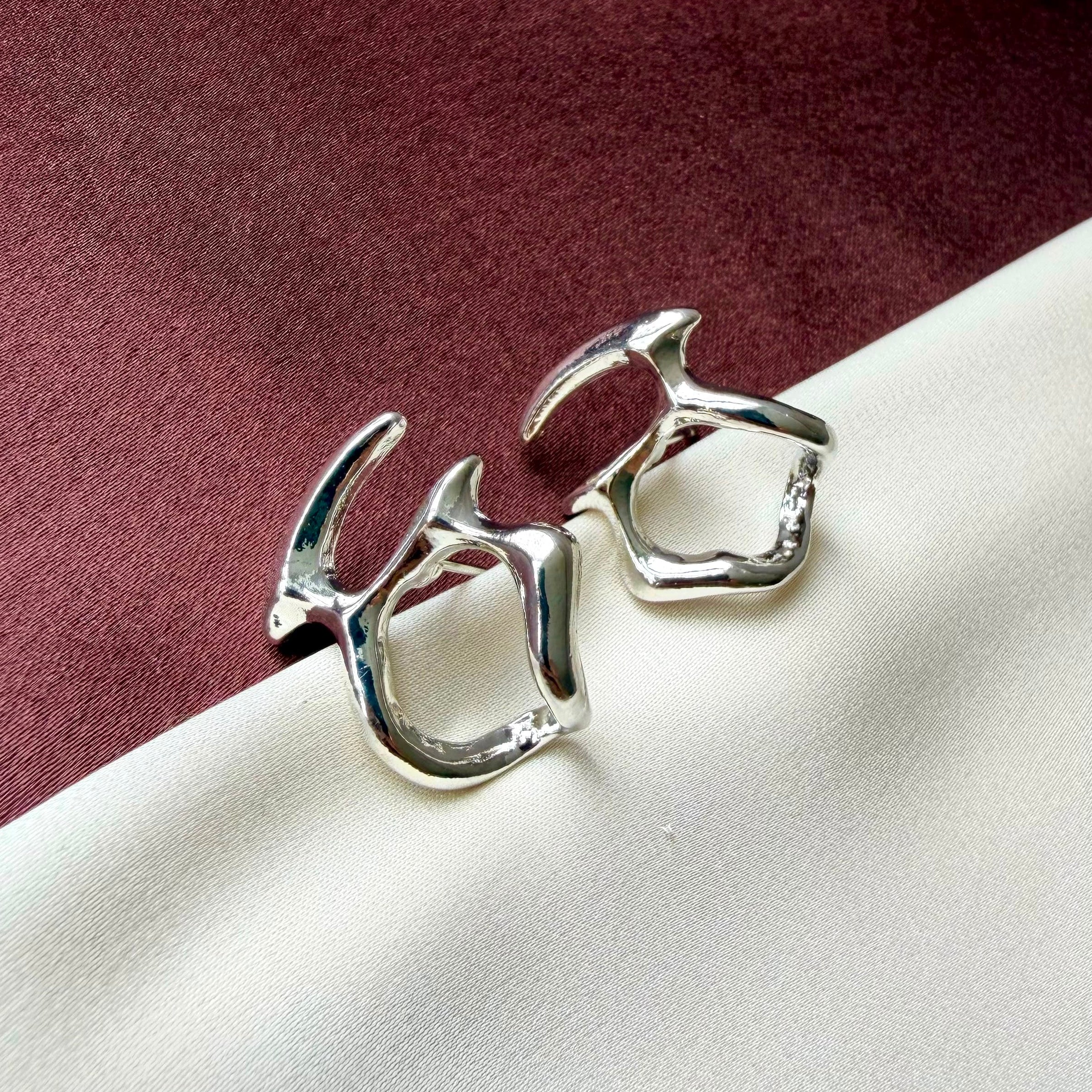 TFC Unique Shape Silver Plated Stud Earrings