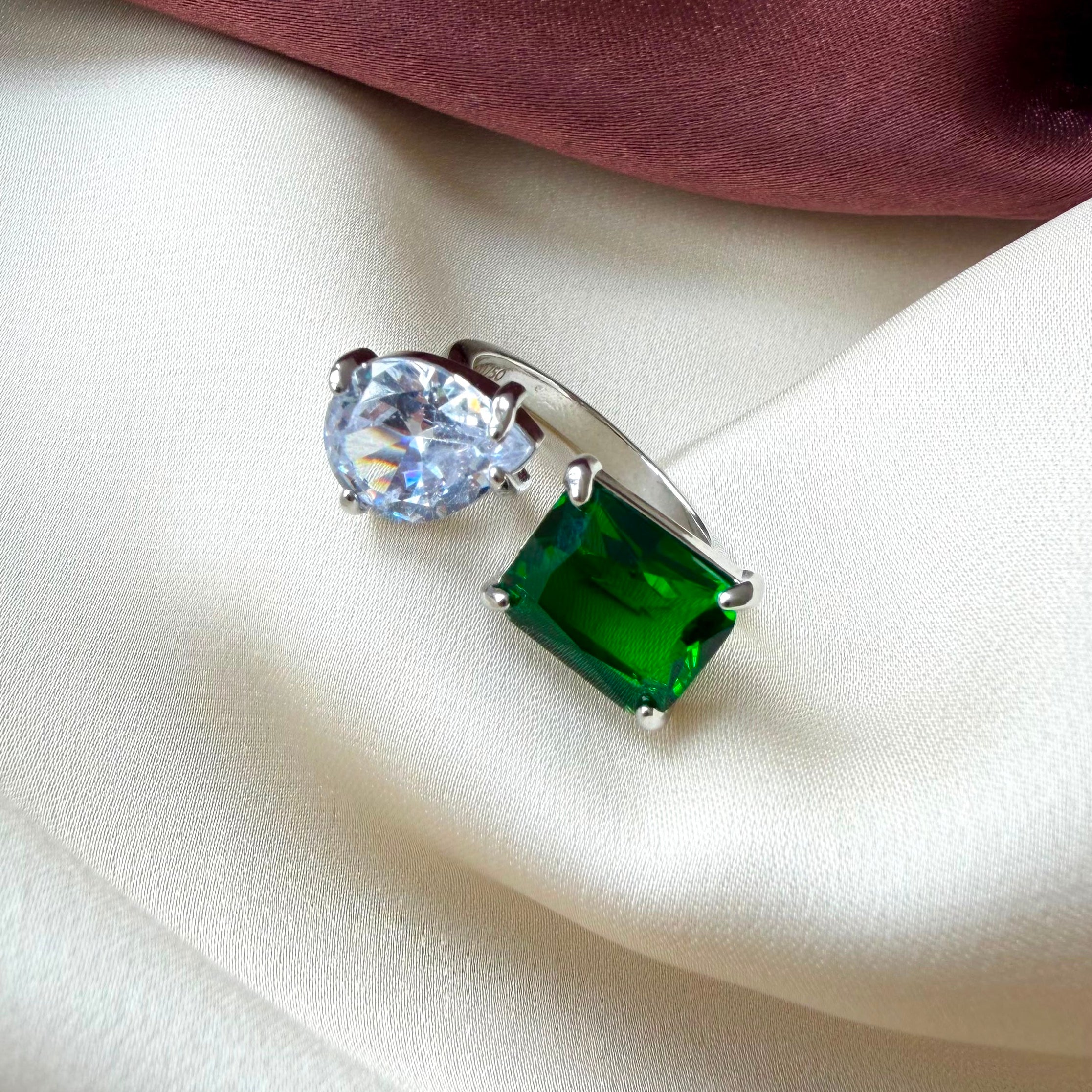 TFC Emerald Silver Plated Ring