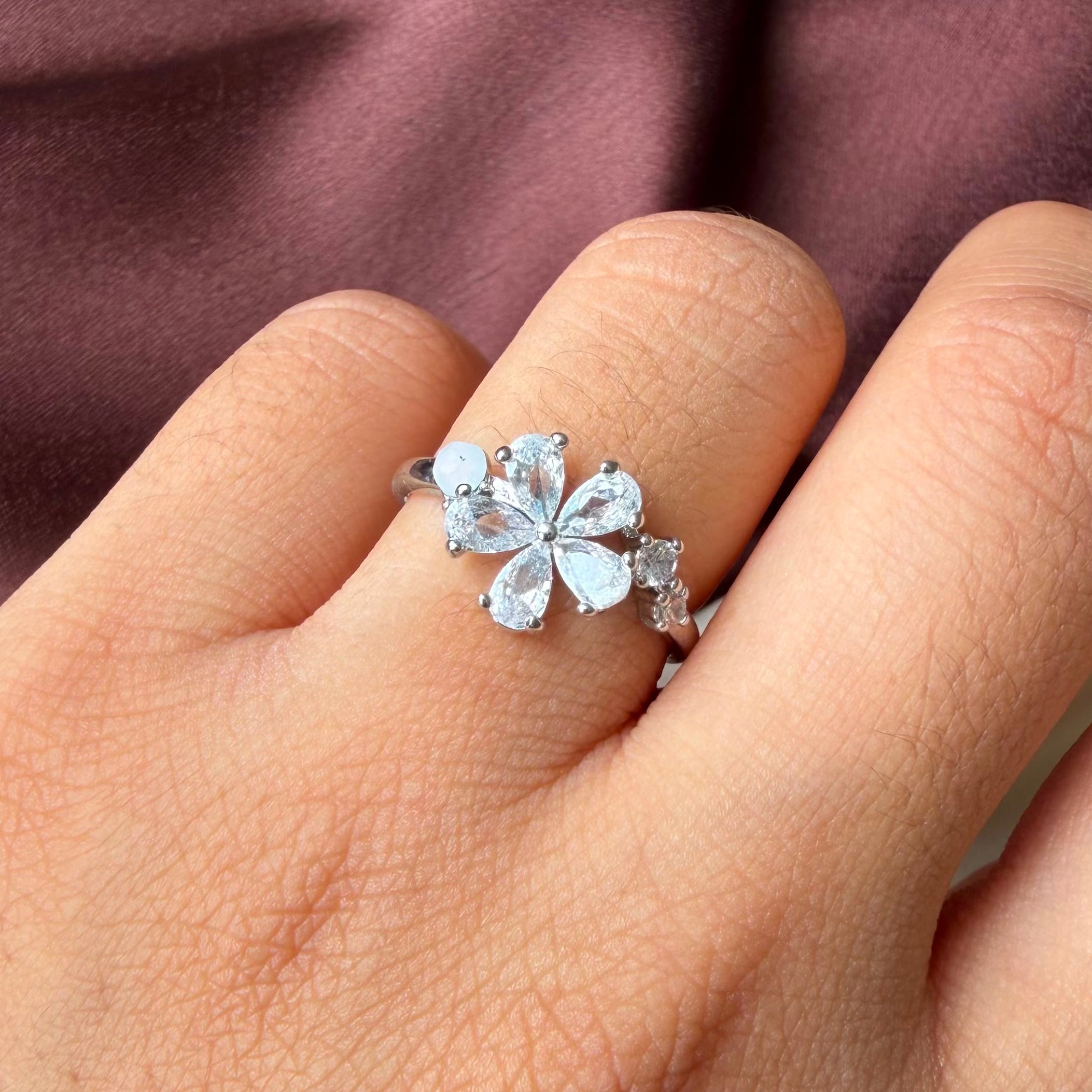 TFC Flower Silver Plated Adjustable Ring