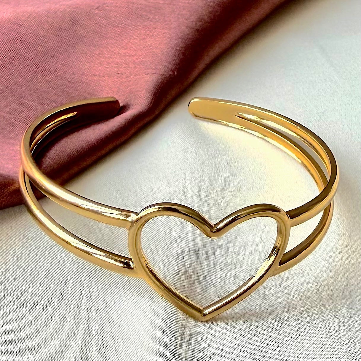 TFC Adjustable Heart Gold Plated Cuff Bracelet
