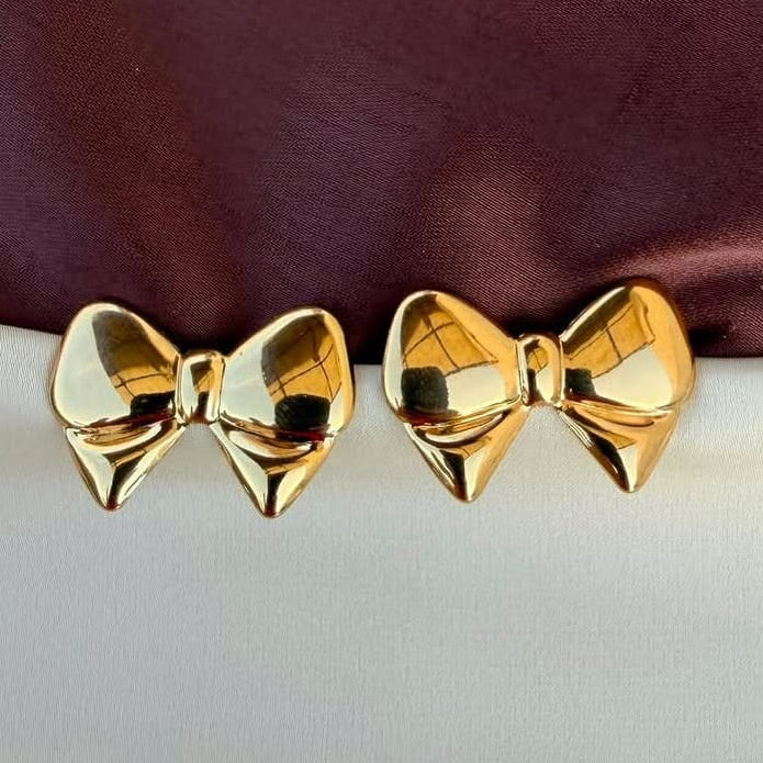 TFC Bow Style Gold Plated Stud Earrings