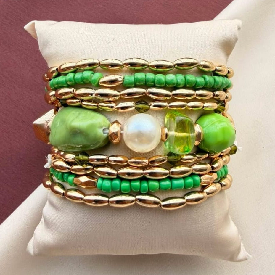TFC Green Oasis Gold Plated Bracelet (set of 9)