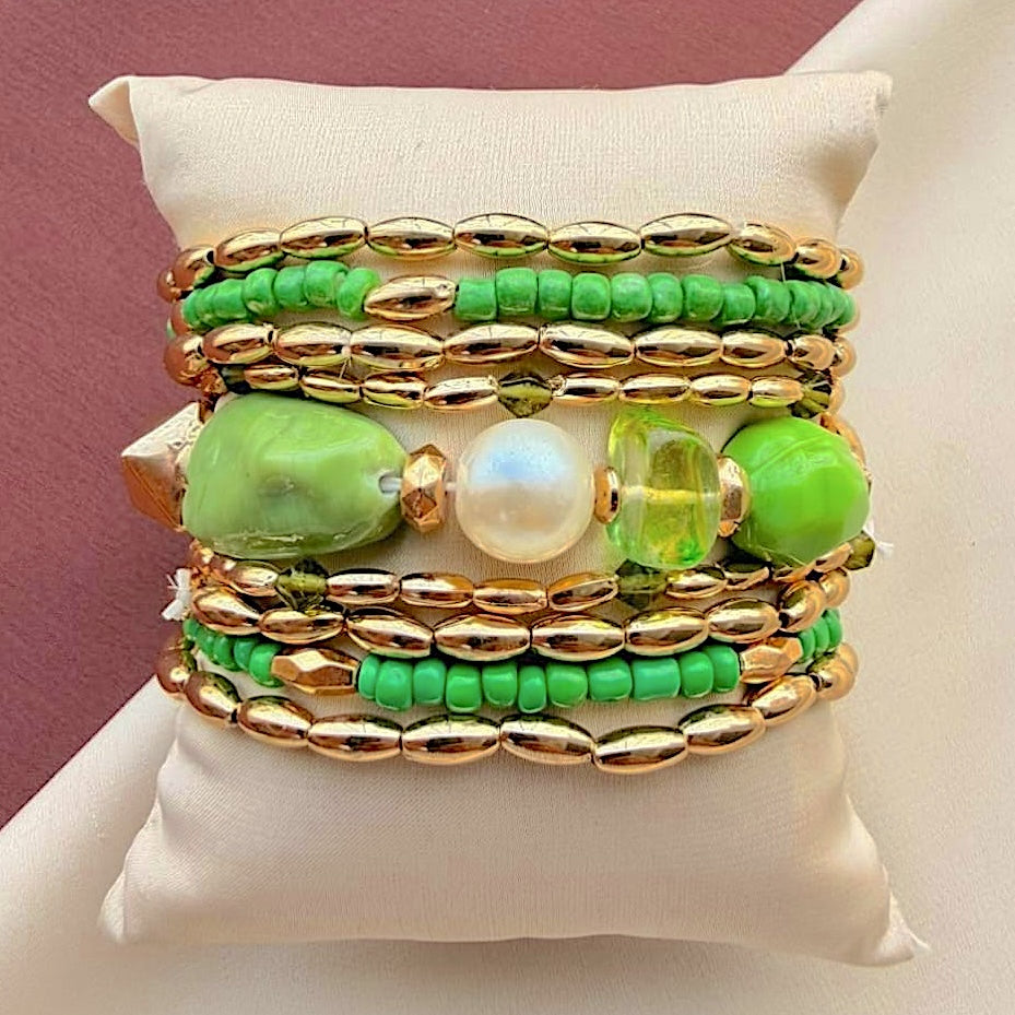 TFC Green Oasis Gold Plated Bracelet (set of 9)
