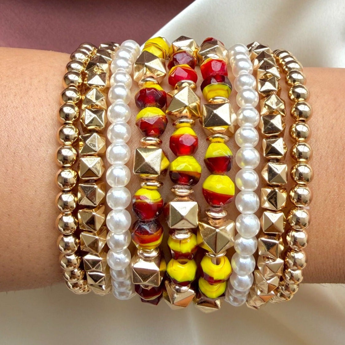 TFC Red & Yellow Gold Plated Bracelet (Set of 9)
