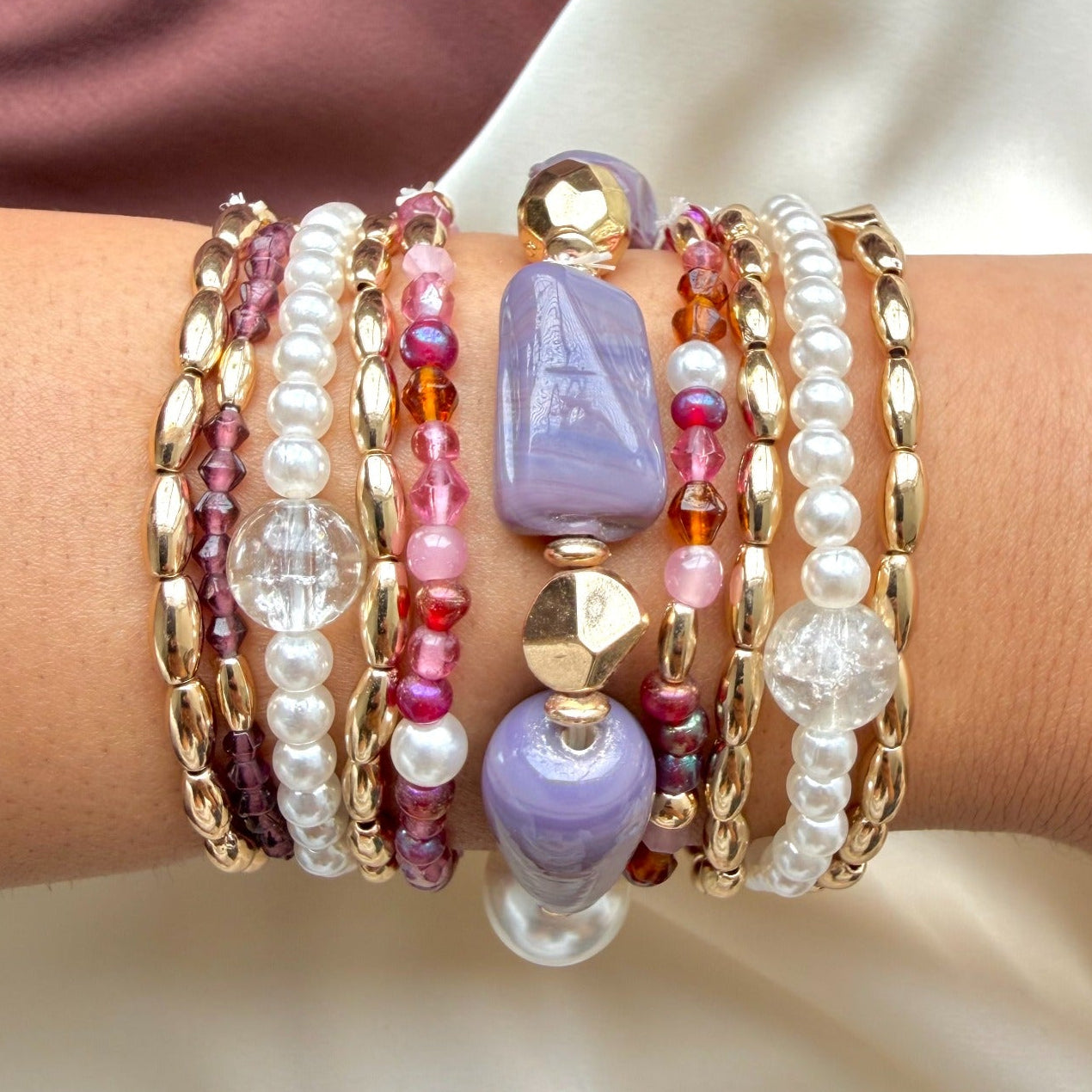 TFC Lavender Glow Gold Plated Bracelet (set of 11)