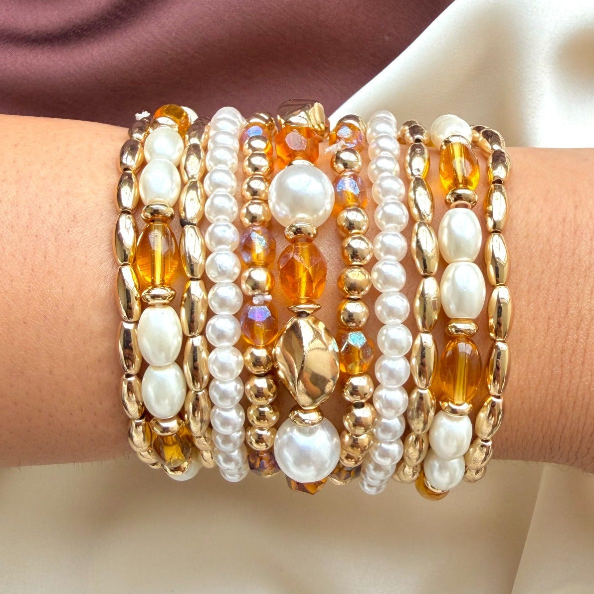 TFC Honey Shade Gold Plated Bracelet (Set of 11)