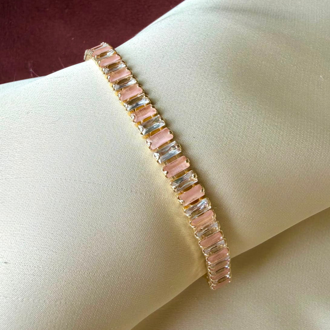 TFC Size 2.2 Gold Plated Pink Mix Tennis Bracelet