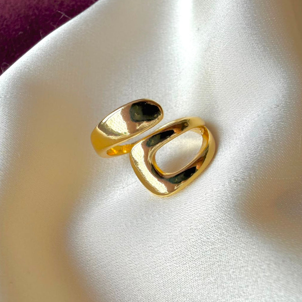 TFC Classic Statement Gold Plated Adjustable Ring