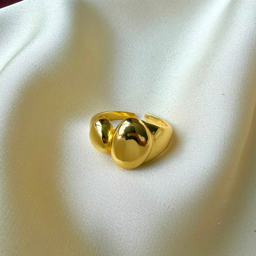 TFC Dual Shape Gold Plated Adjustable Ring
