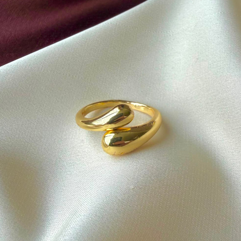 TFC Dual Drop Gold Plated Adjustable Ring