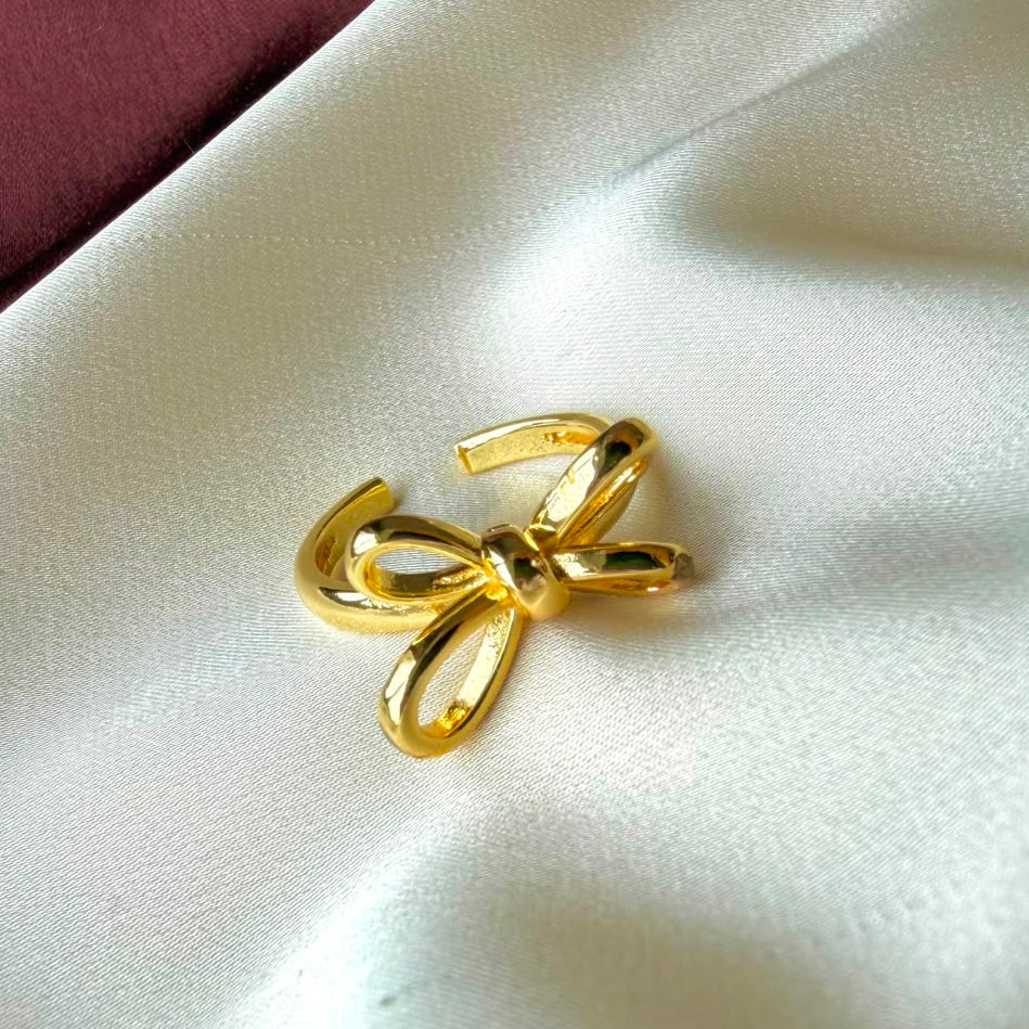 TFC Dual Bow Gold Plated Adjustable Ring