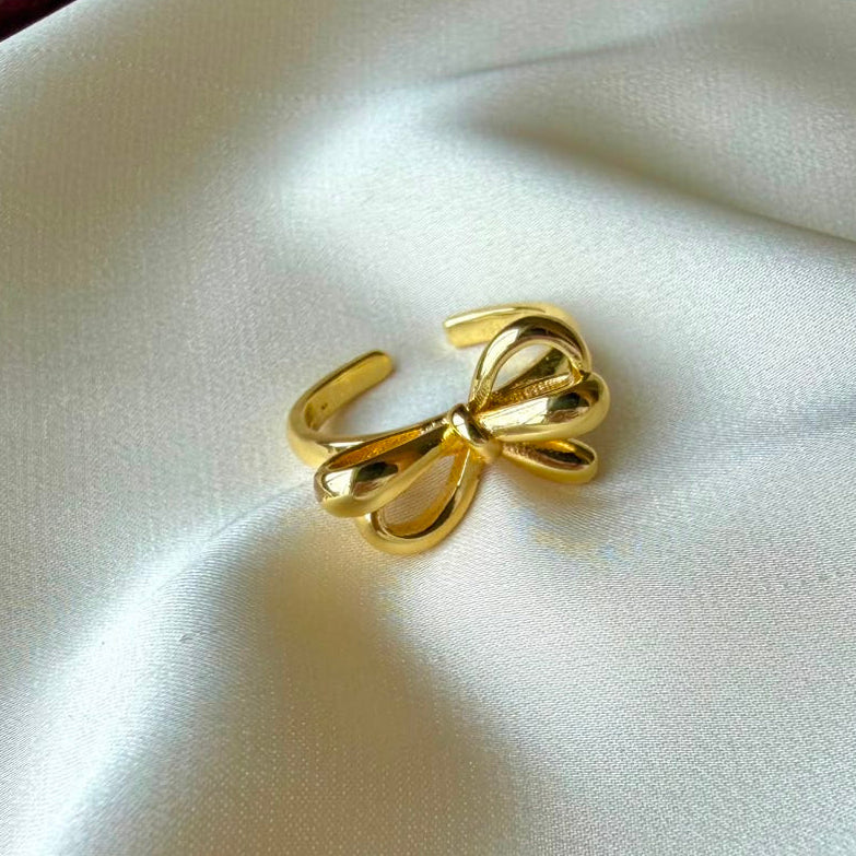 TFC Elara Bow Gold Plated Adjustable Ring
