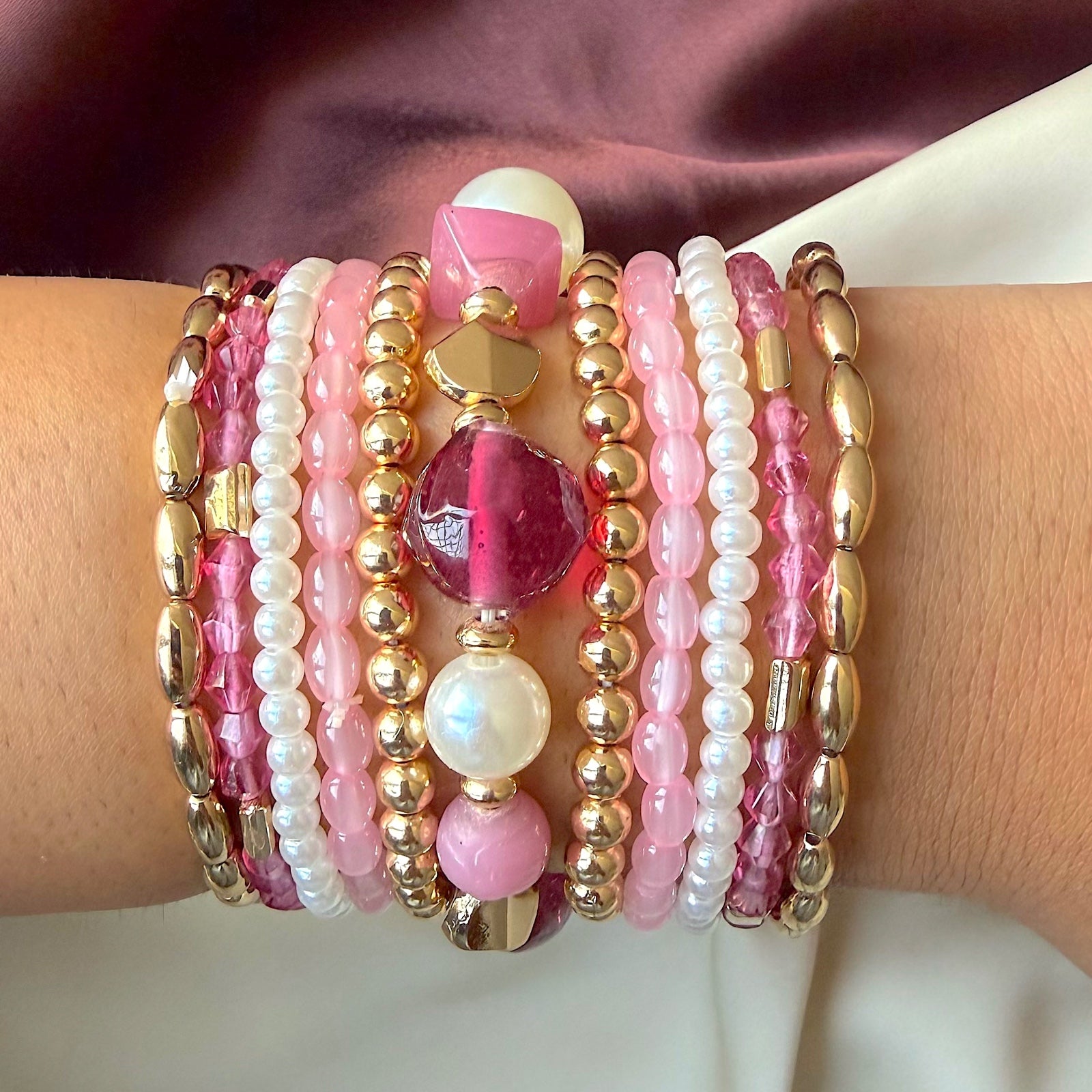 TFC Pink Sky Gold Plated Bracelet (Set of 11)