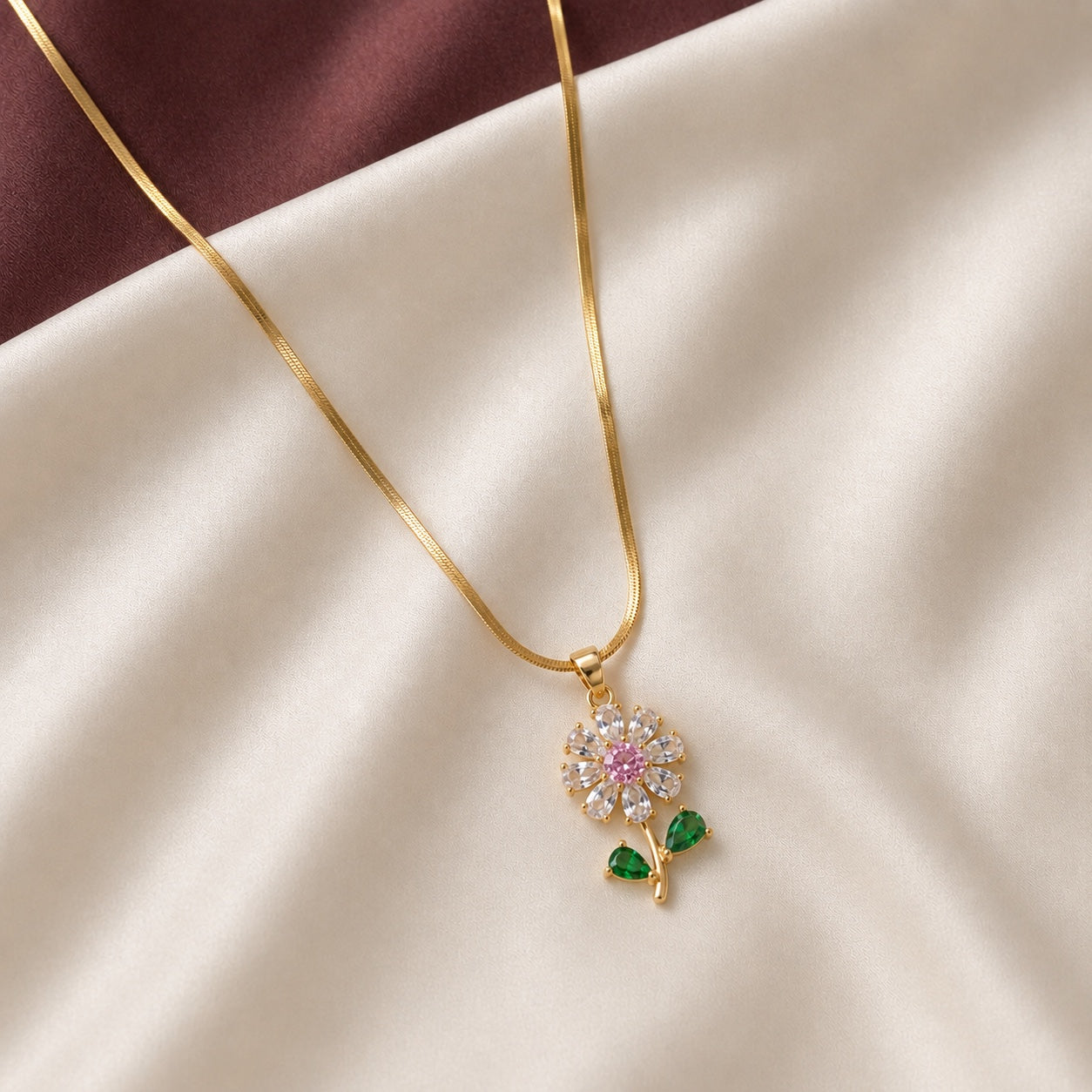 TFC Flower Charm Gold Plated Necklace