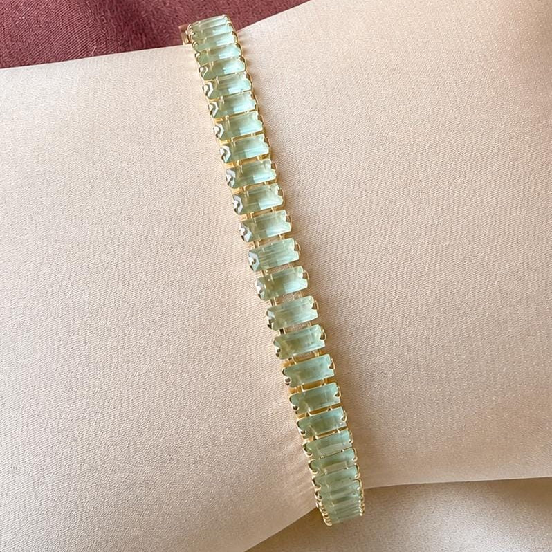 TFC Size 2.2 Gold Plated Mint Green Tennis Bracelet