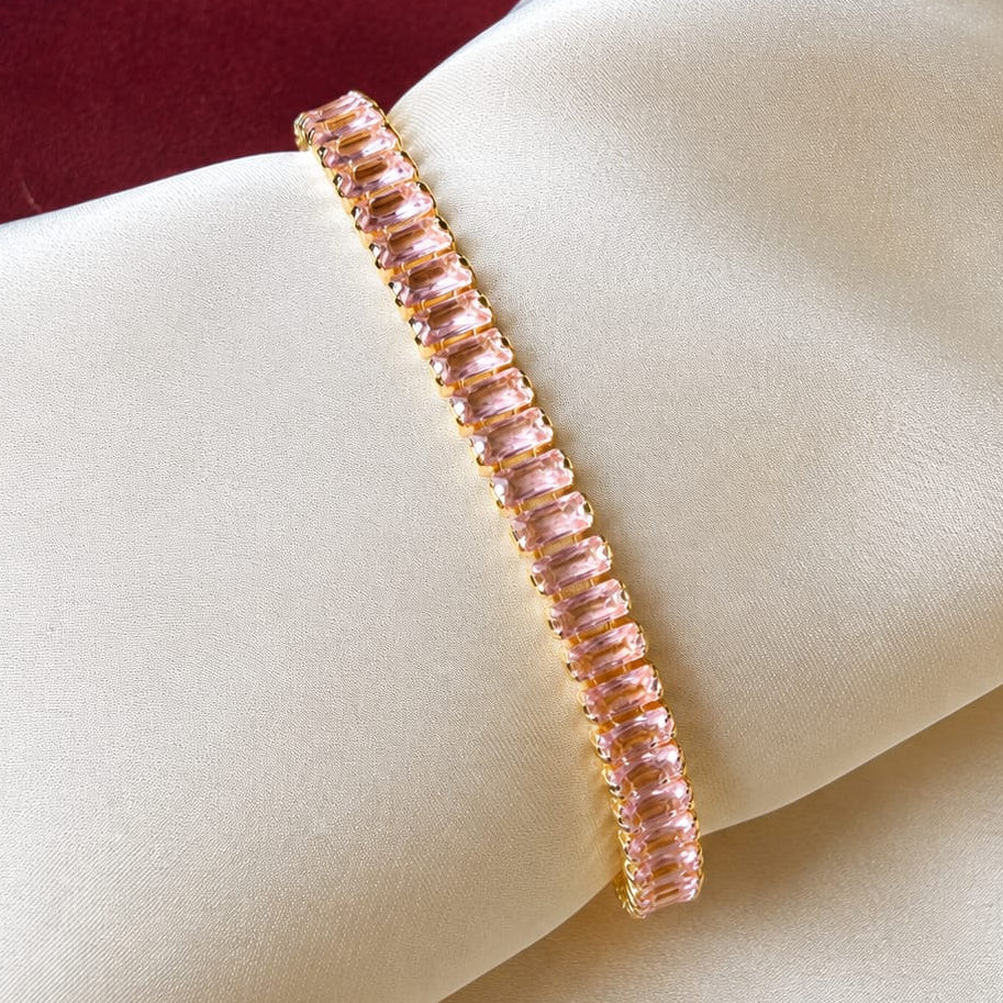 TFC Size 2.2 Gold Plated Pink Pastel Tennis Bracelet