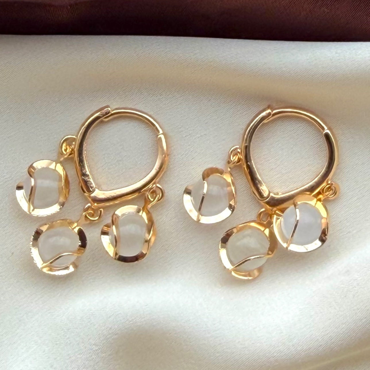 TFC Crystal Gold Plated V- Hoop Earrings