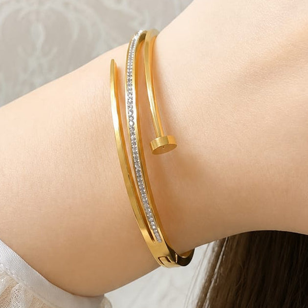 TFC Size 2.6 Royal Stone Line Gold Plated Bangle