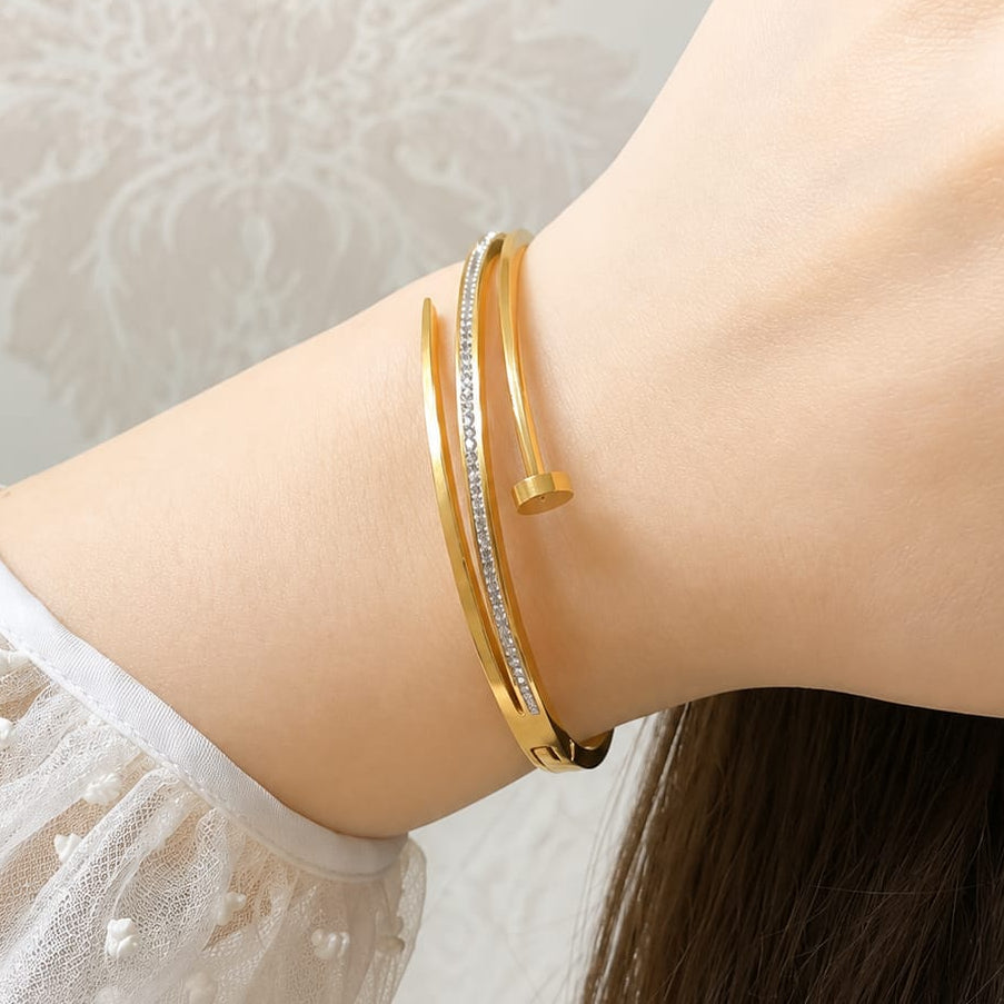 TFC Size 2.6 Royal Stone Line Gold Plated Bangle