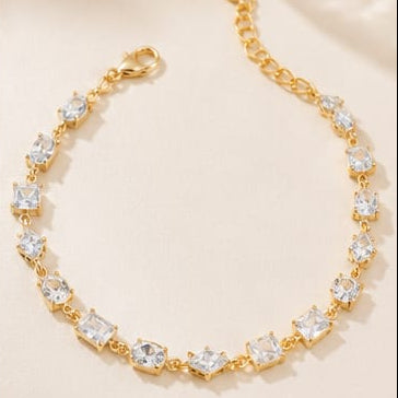 TFC Size 2.6 Multi Shape Stone Gold Plated Chain Bracelet