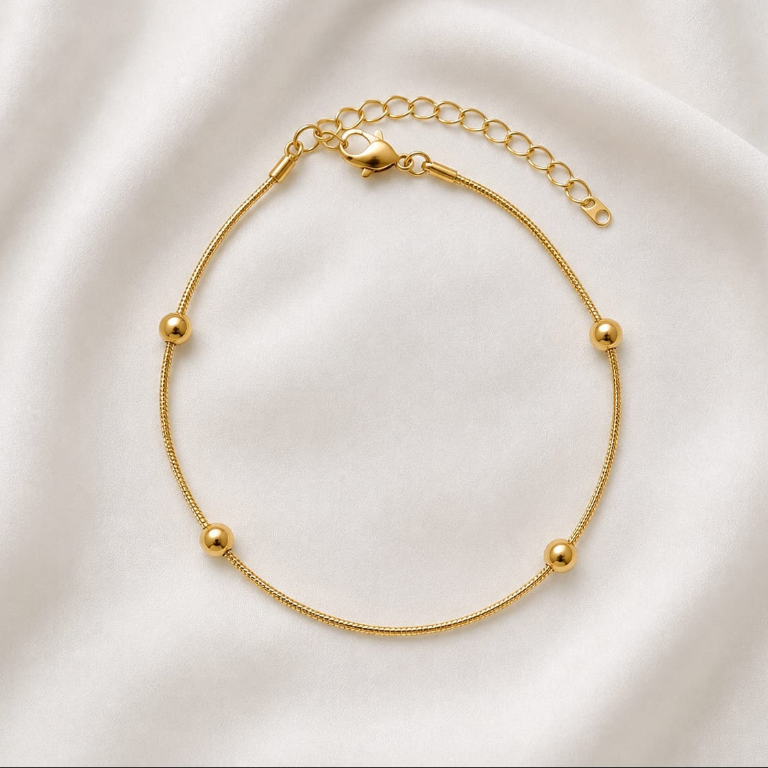 TFC Sleek Round Bead Gold Plated Chain Bracelet