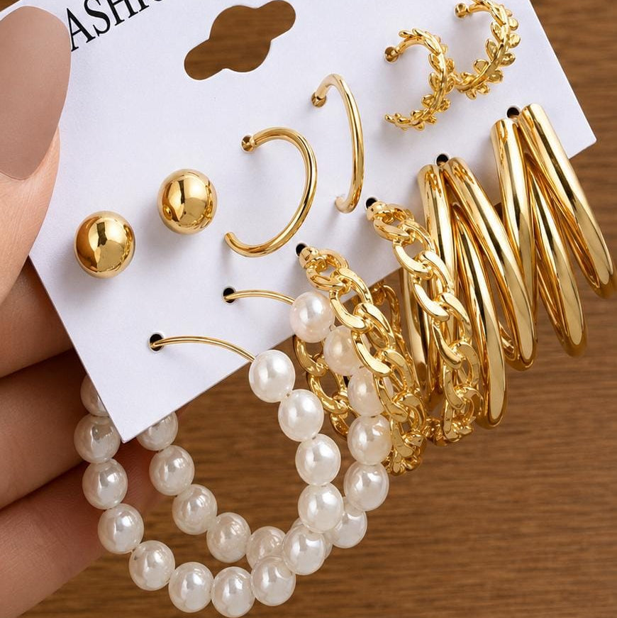 TFC Royal Gold Plated Hoop Earrings Combo Set