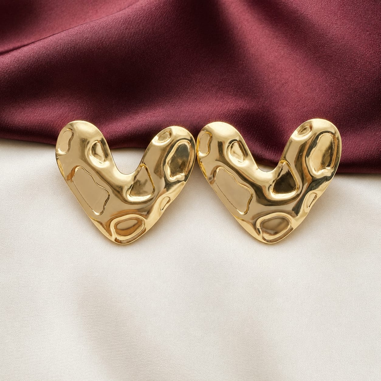 TFC Designer Heart Gold Plated Stud Earrings