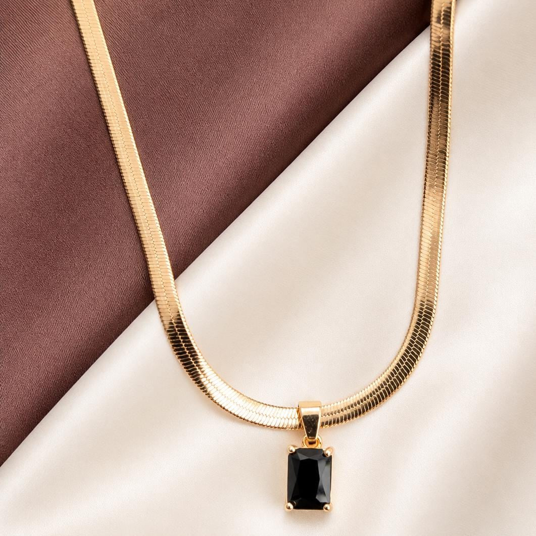 TFC Black Recto Plated Pendant Necklace