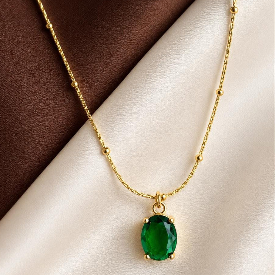 TFC Green Dot Plated Pendant Necklace