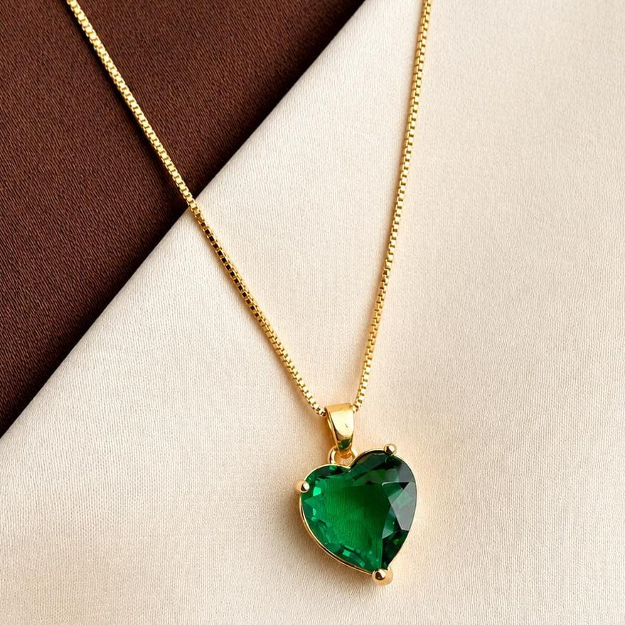TFC Emerald Sea Heart Gold Plated Pendant Necklace