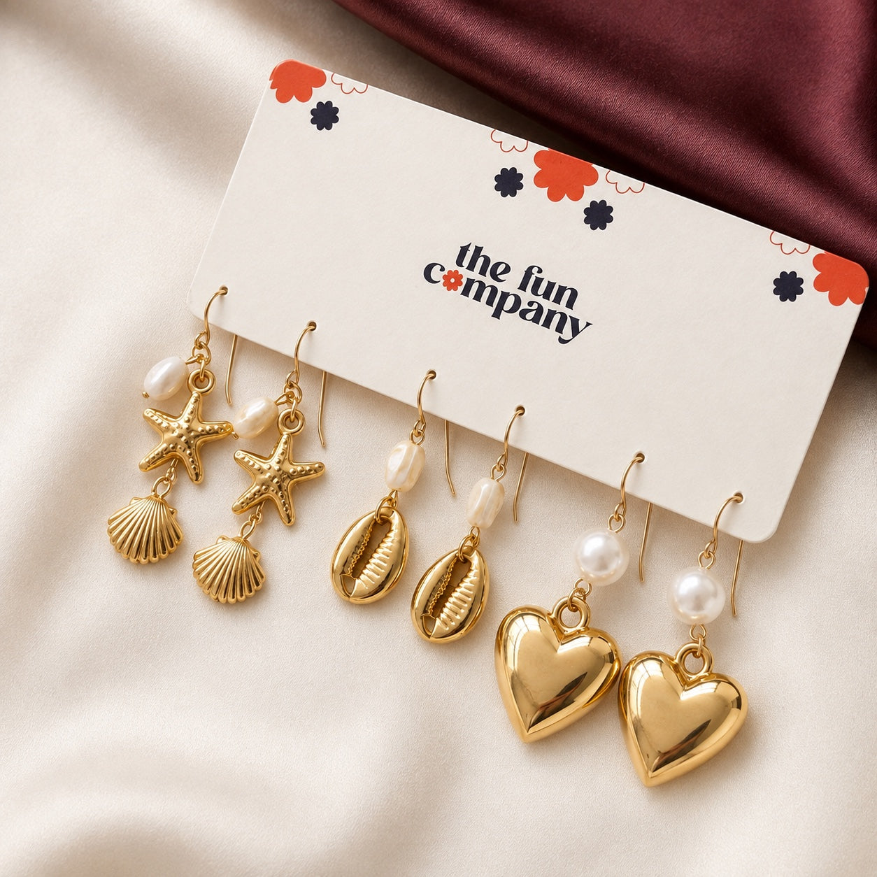 TFC Seashell Combo Gold Plated Earrings